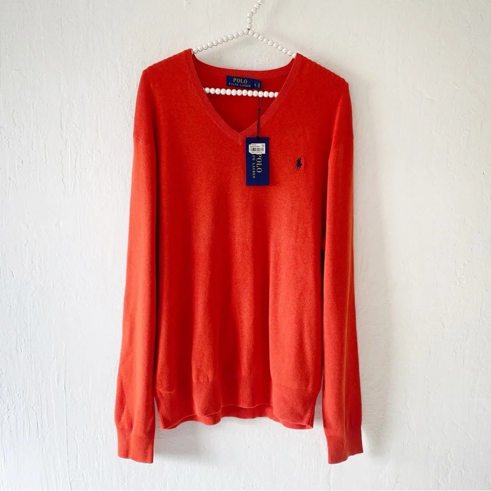 NWT Polo Ralph Lauren Cotton V-Neck Sweater